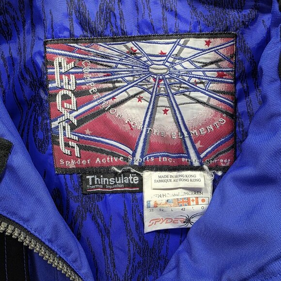 VINTAGE Spyder Jacket Mens Large Ski Insulated Thinsulate Colorblock 90s - Picture 3 of 12